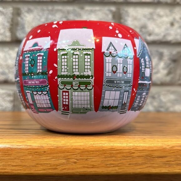 teleflora Red White Multicolored Christmas Shops Gift Ceramic Planter Pot - Picture 4 of 6